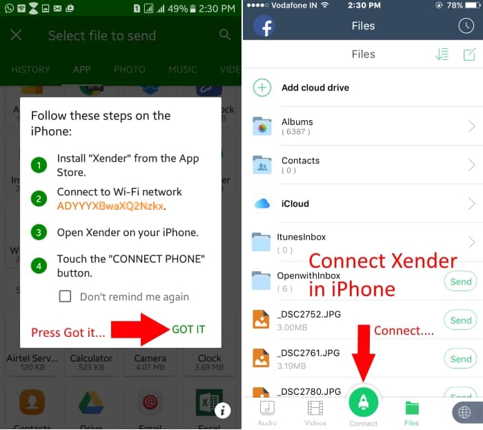 send files from iphone to android